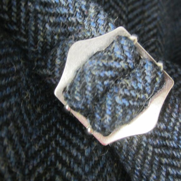 Emerald Isle Weaving Mens L Navy Blue Black Wool Herringbone Vest UK 56 43" - Picture 5 of 9